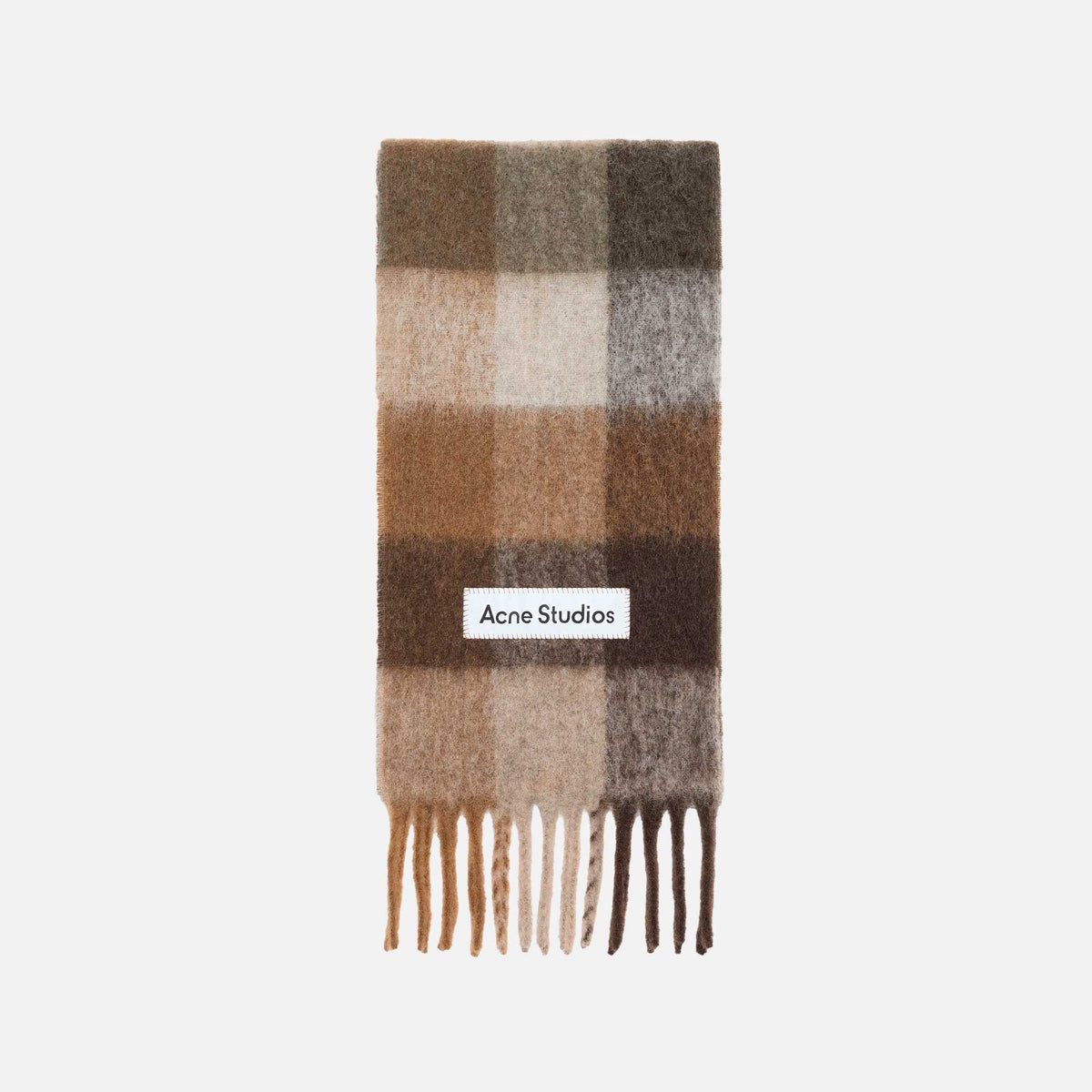 Check Fringe Scarf Dark Brown/White/Brown