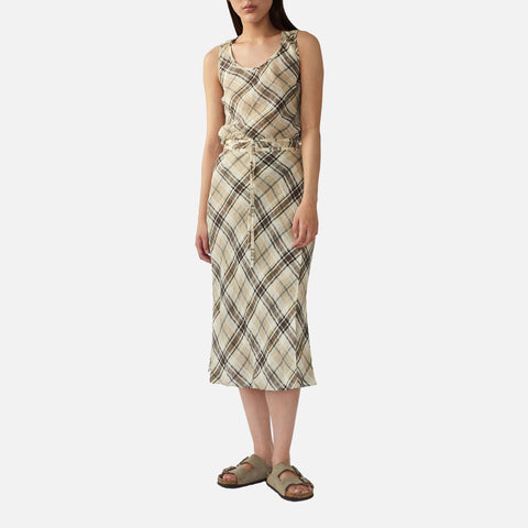 Check Linen Wrap Skirt Nature Mix