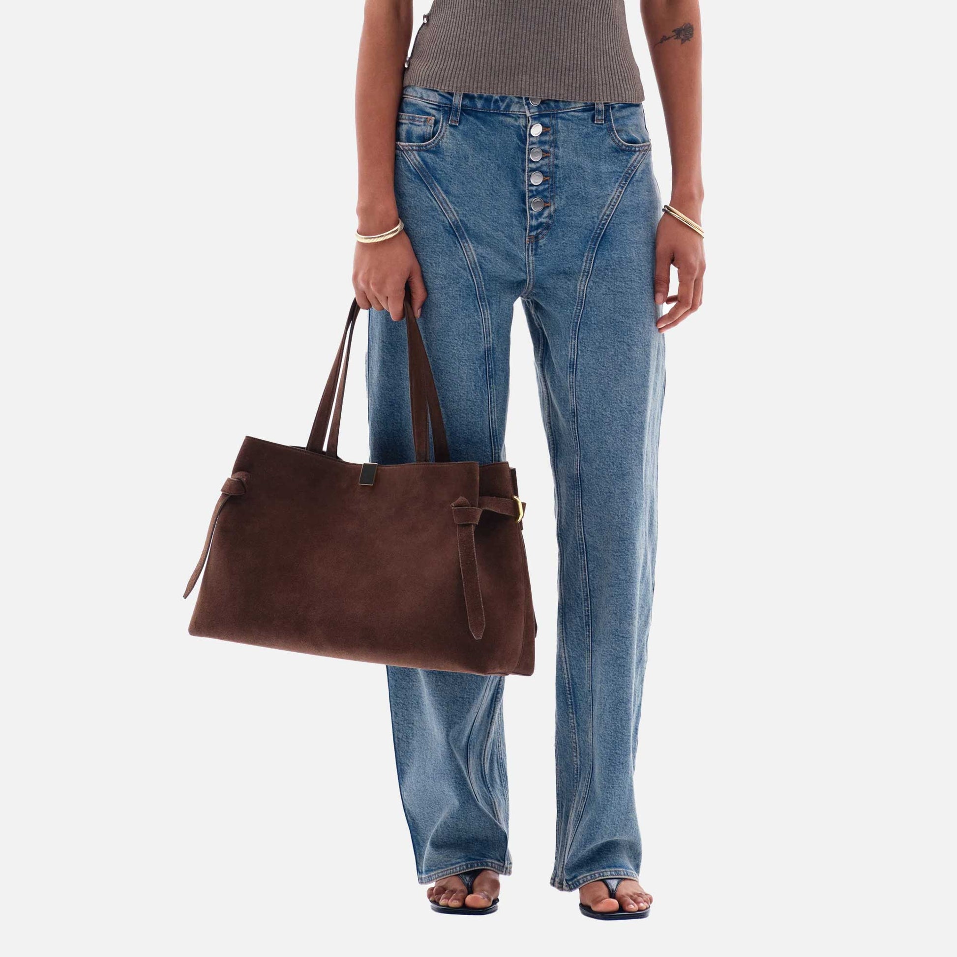 Gyoza Tote Bag Suede Chocolate