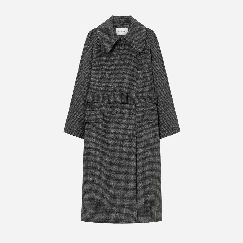 Cibel Heavy Wool Coat Grey Check