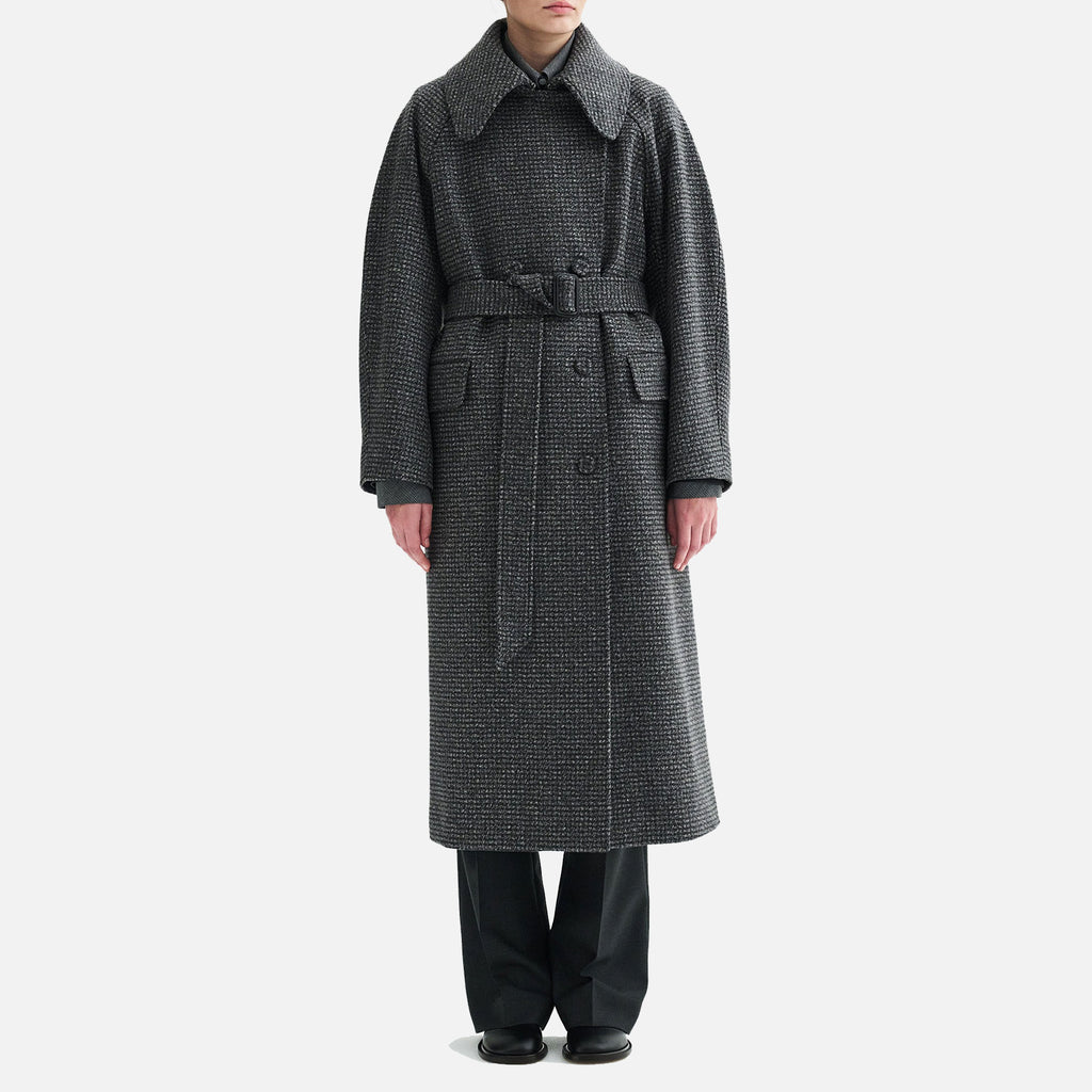 Cibel Heavy Wool Coat Grey Check