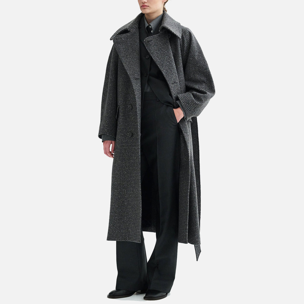 Cibel Heavy Wool Coat Grey Check