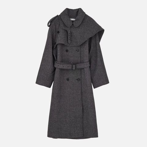 Cicely Structure Wool Coat Smoke