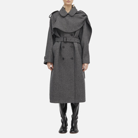 Cicely Structure Wool Coat Smoke