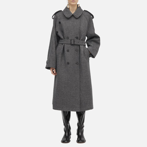 Cicely Structure Wool Coat Smoke