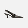 Classic Croco-Embossed Slingbacks Dark Brown