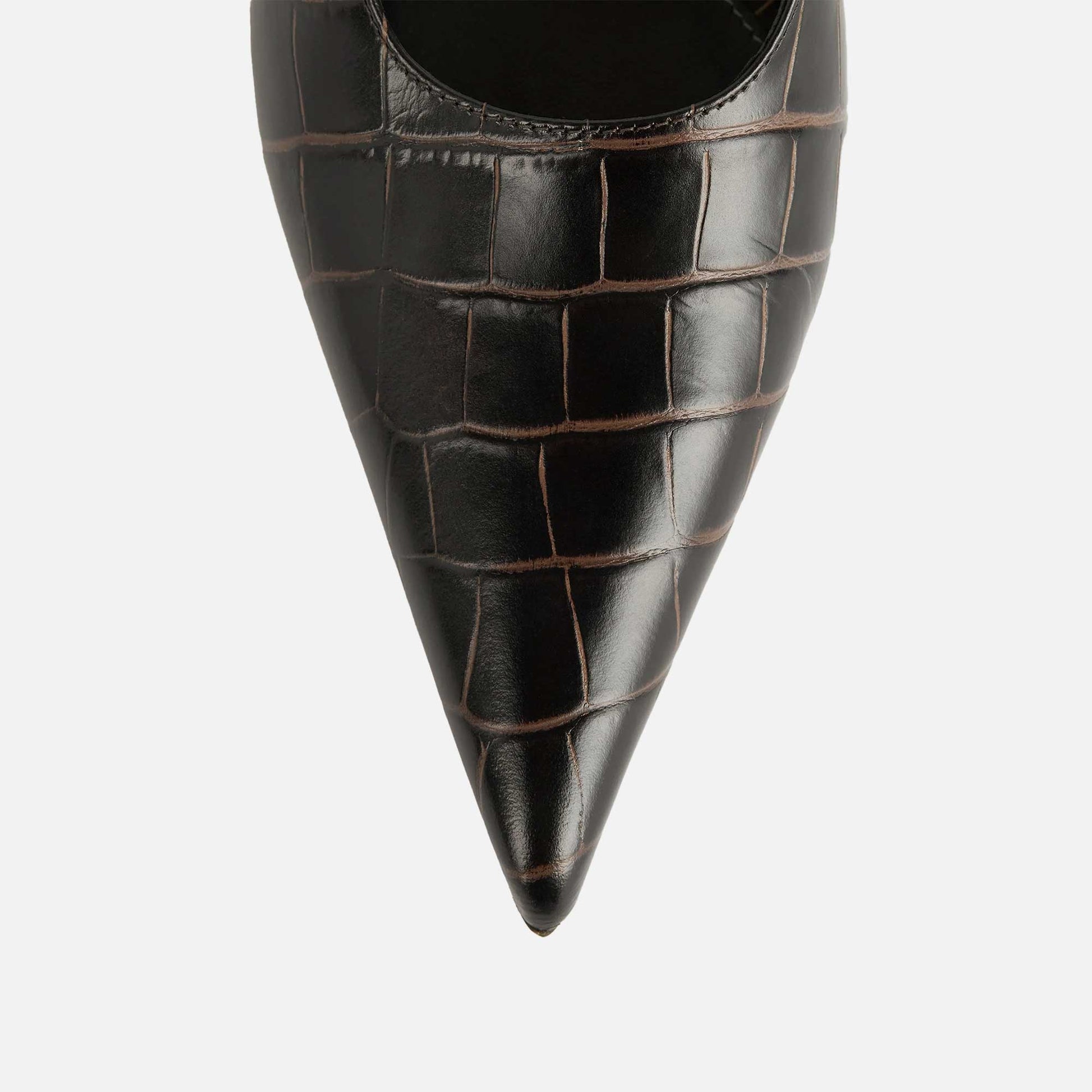 Classic Croco-Embossed Slingbacks Dark Brown