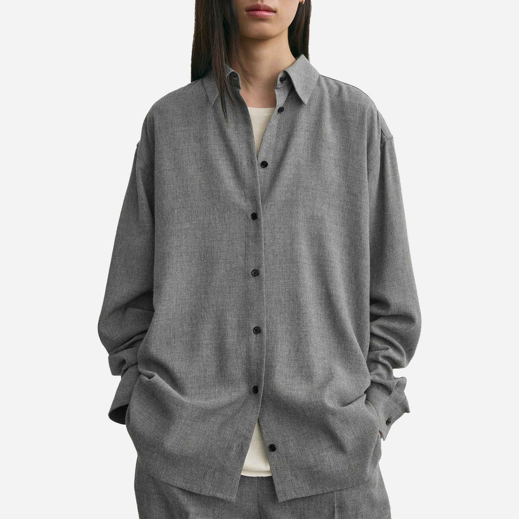 Classic Fluid Shirt Mid Grey Melange