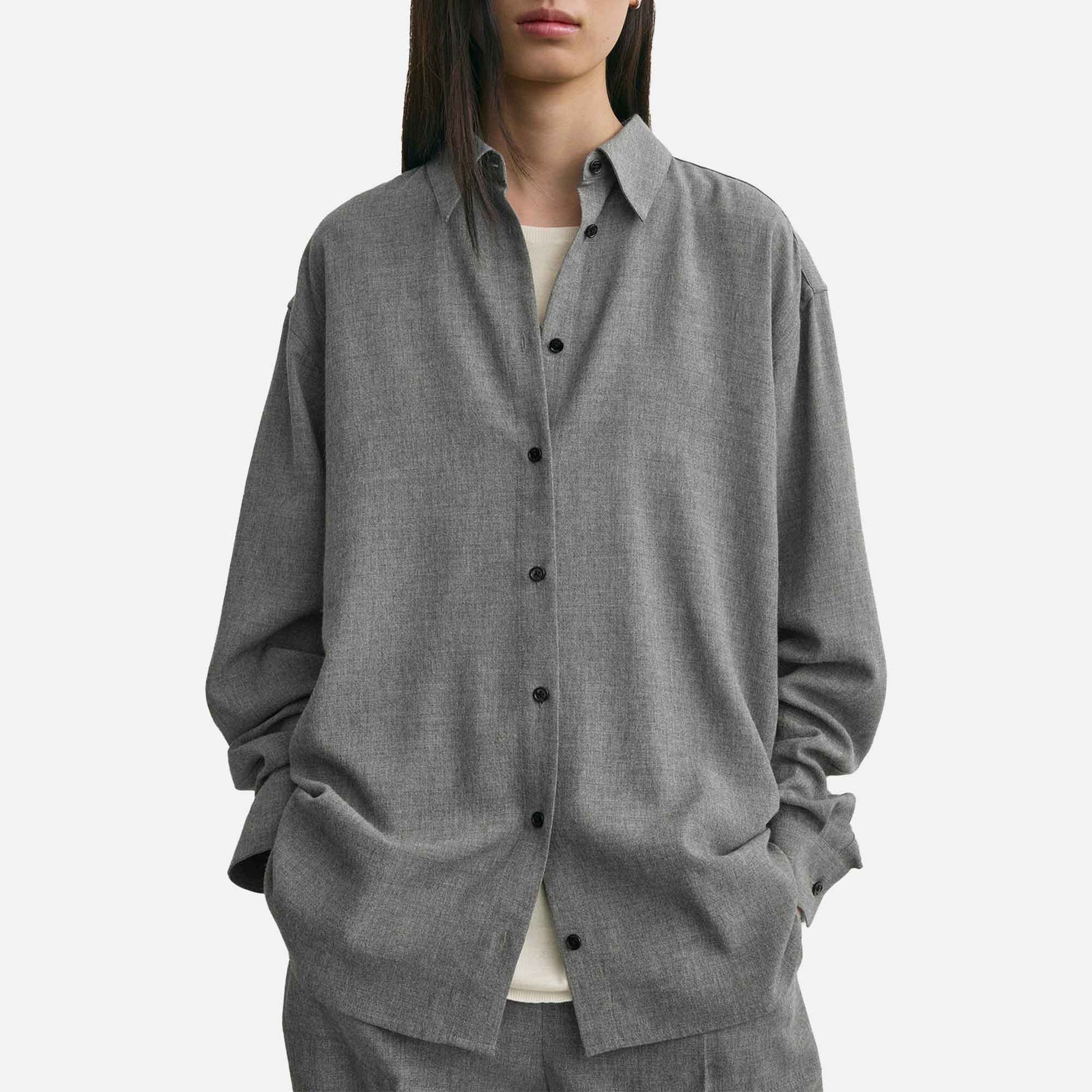 Classic Fluid Shirt Mid Grey Melange