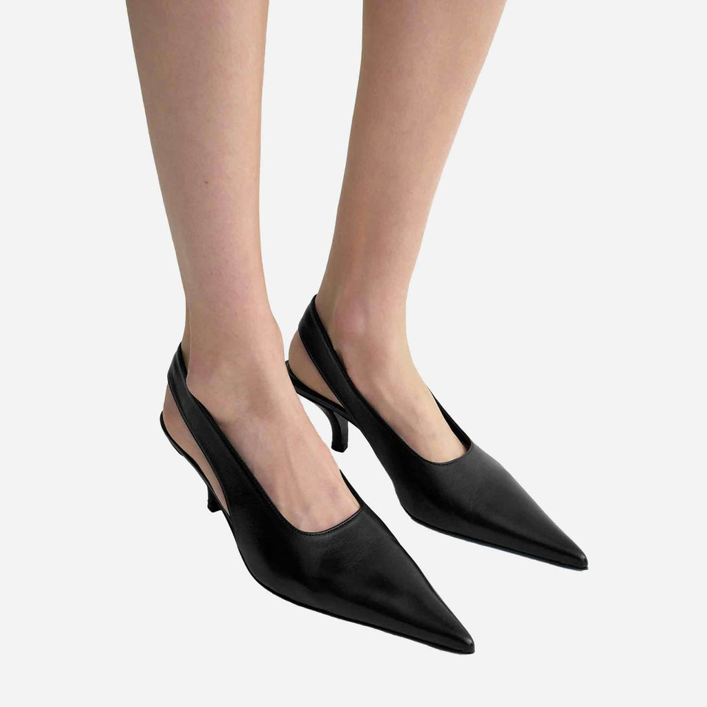 Classic Leather Slingbacks Black