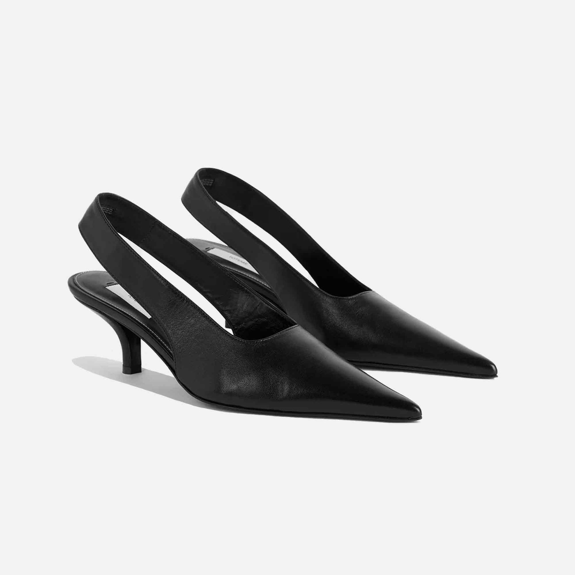 Classic Leather Slingbacks Black