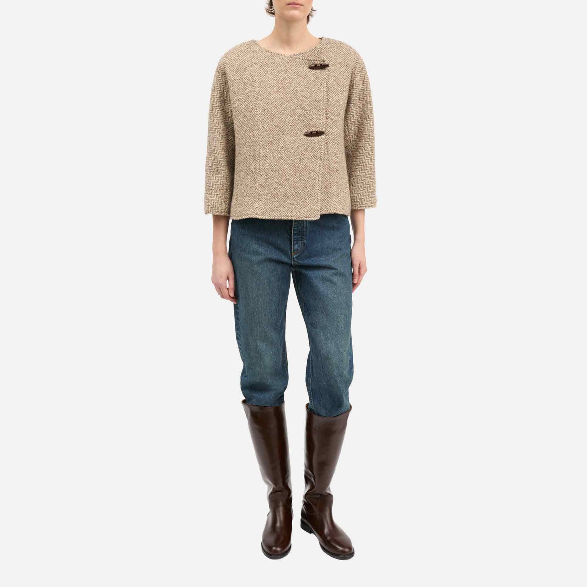 Clothilde Blazer Brown/Cream Herringbone