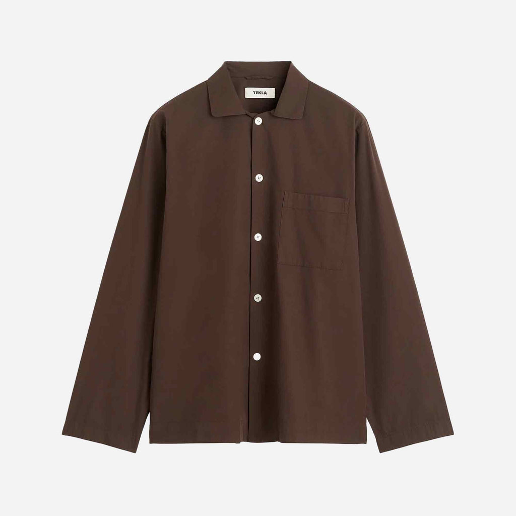 Poplin Long-Sleeved Shirt Coffee