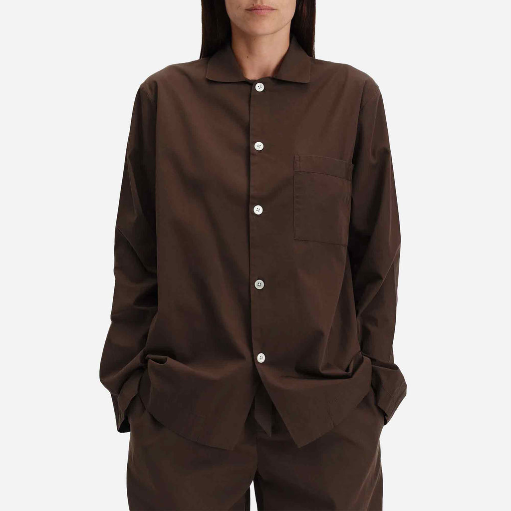 Poplin Long-Sleeved Shirt Coffee
