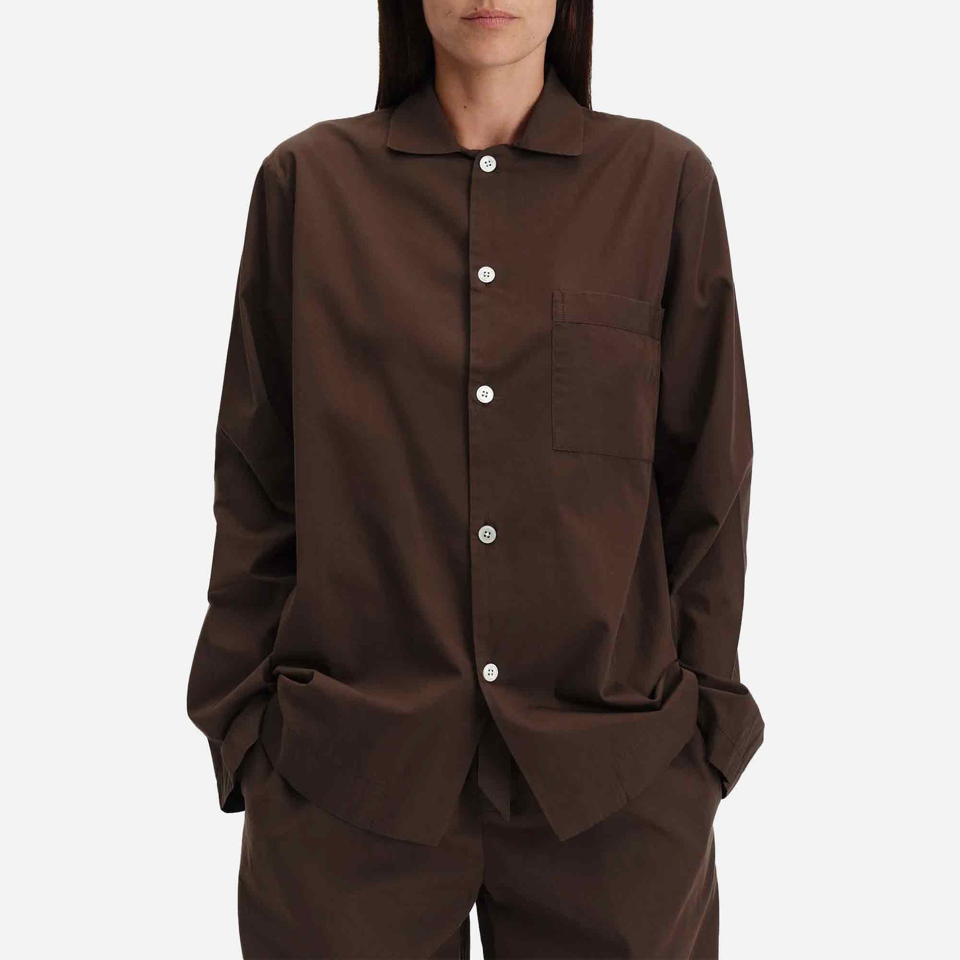Poplin Long-Sleeved Shirt Coffee