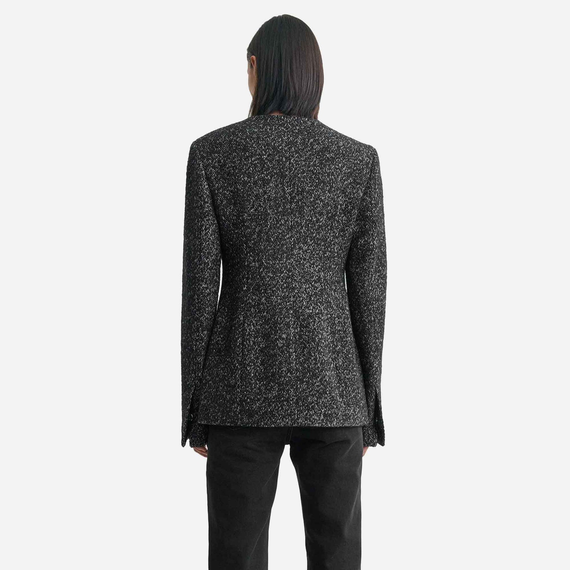 Collarless Cinched Jacket Black/White