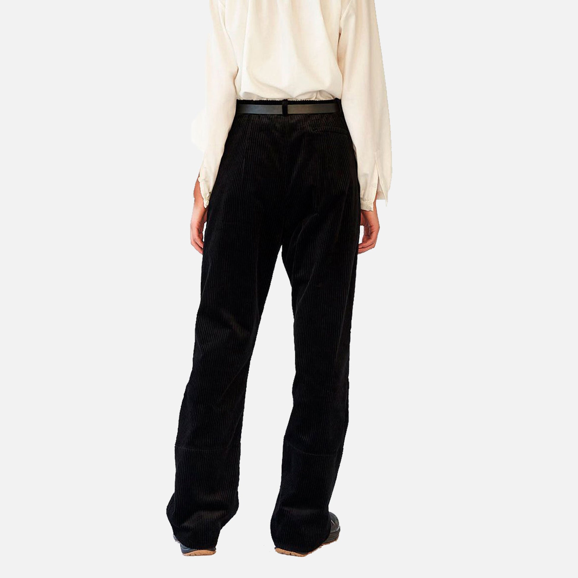 Corduroy Box Trousers Black