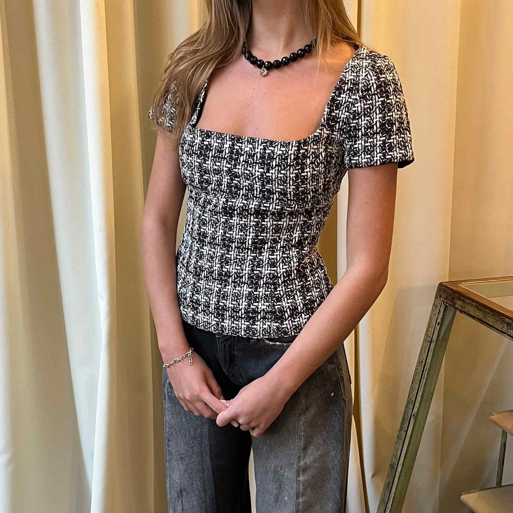 Corset Top Burgundy Checked