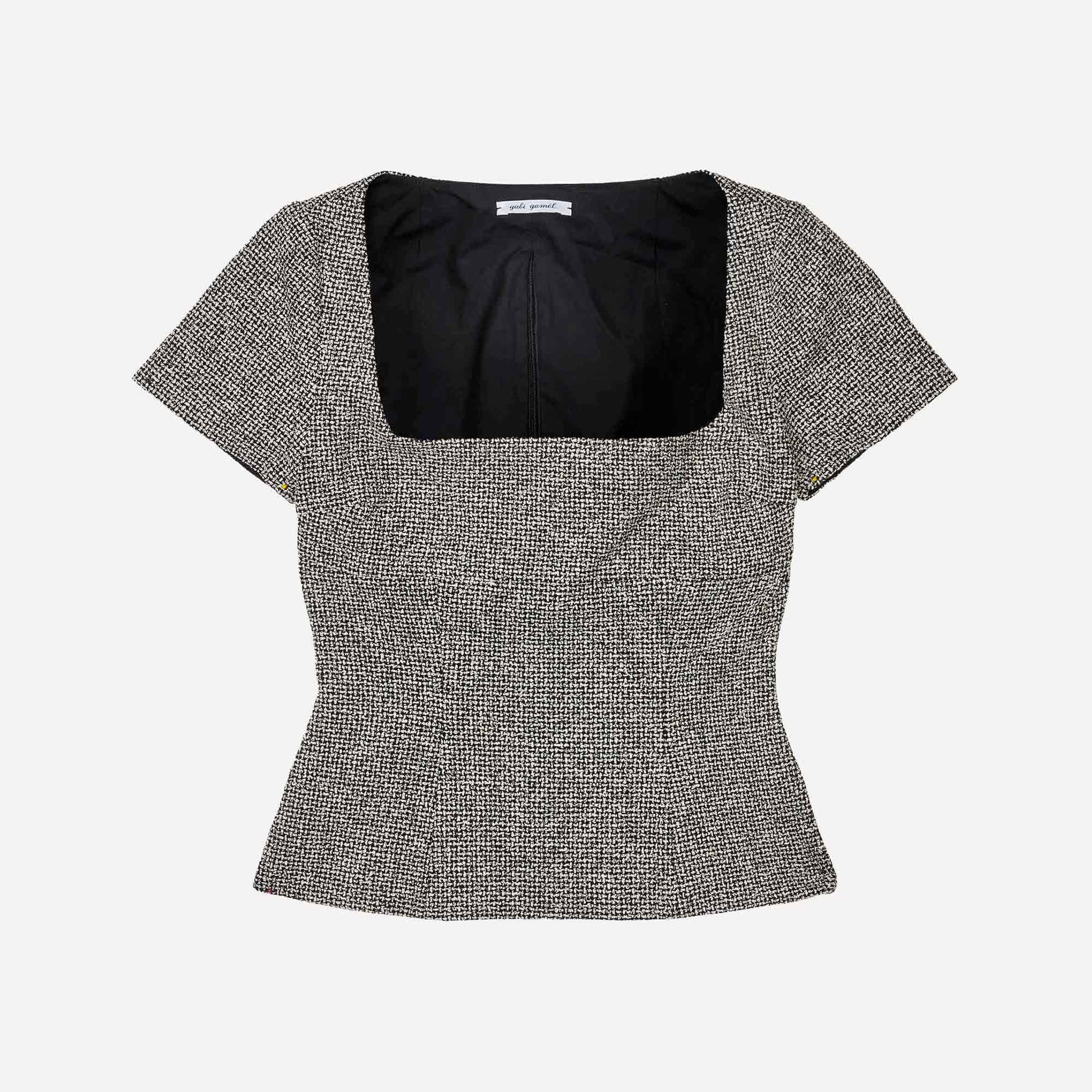 Corset Top Checked Black/White