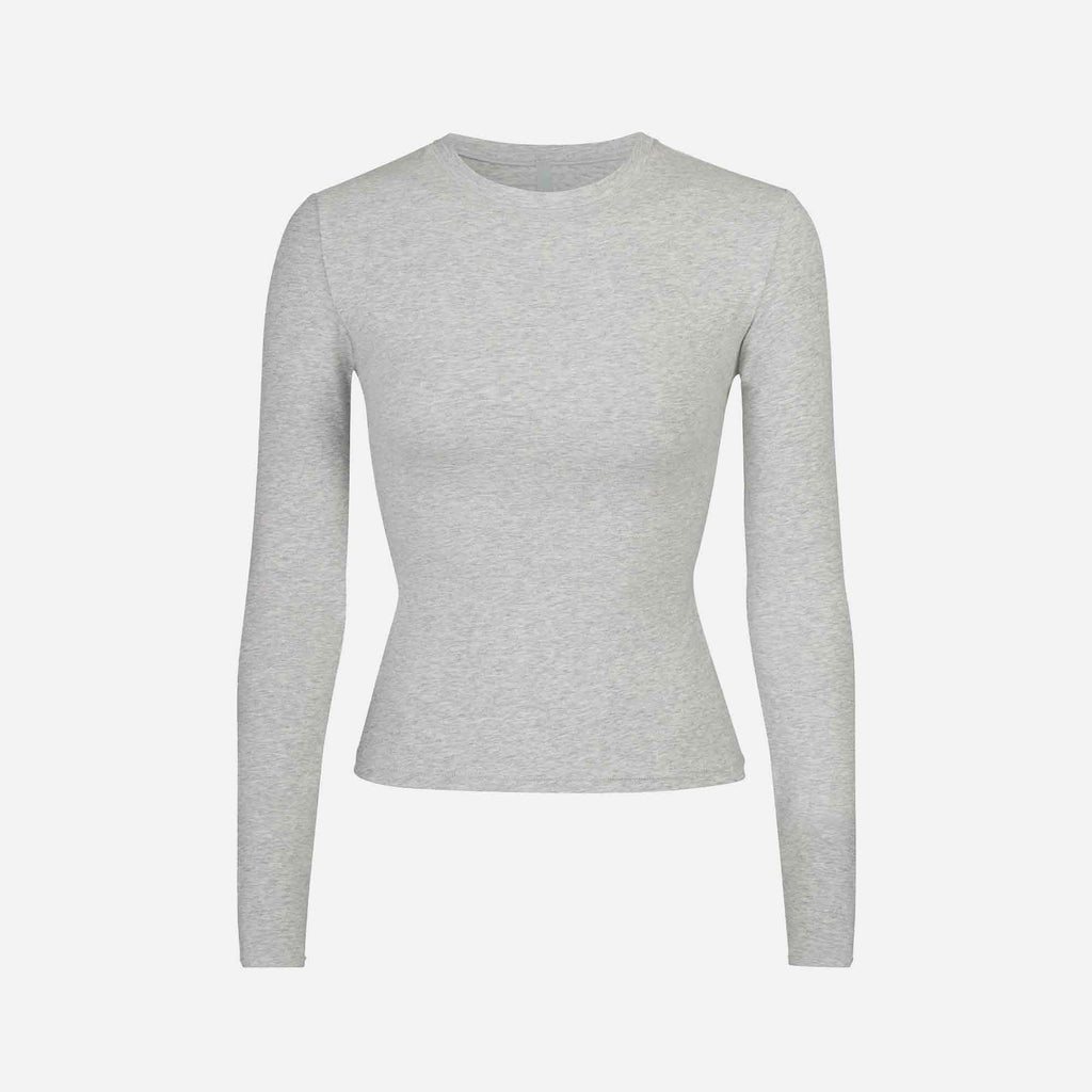 Cotton Jersey Long Sleeve T-Shirt Light Heather Grey