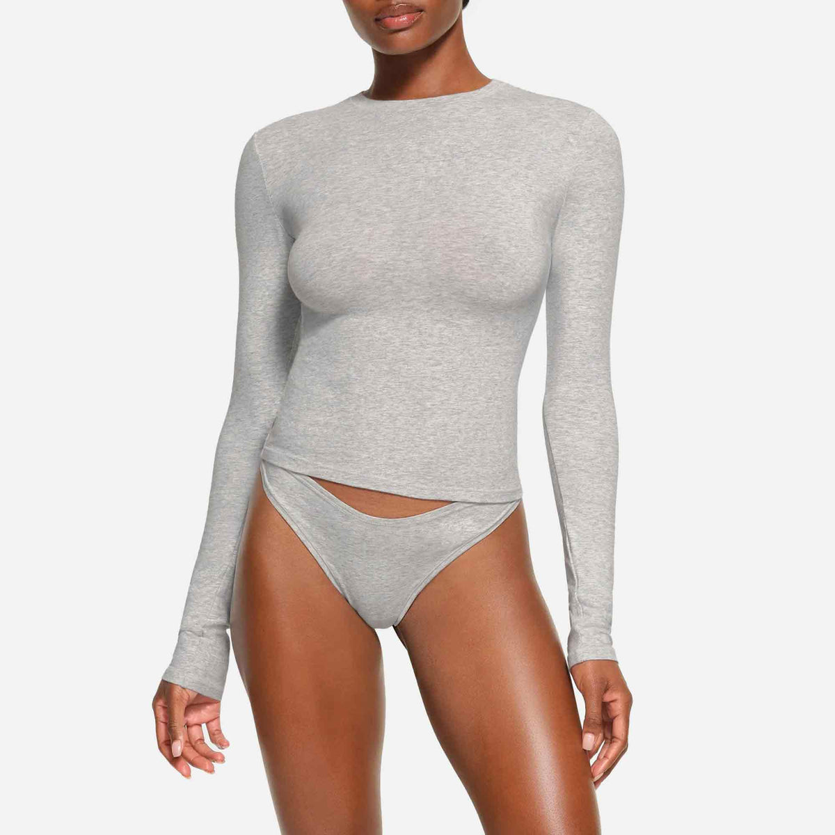 Cotton Jersey Long Sleeve T-Shirt Light Heather Grey