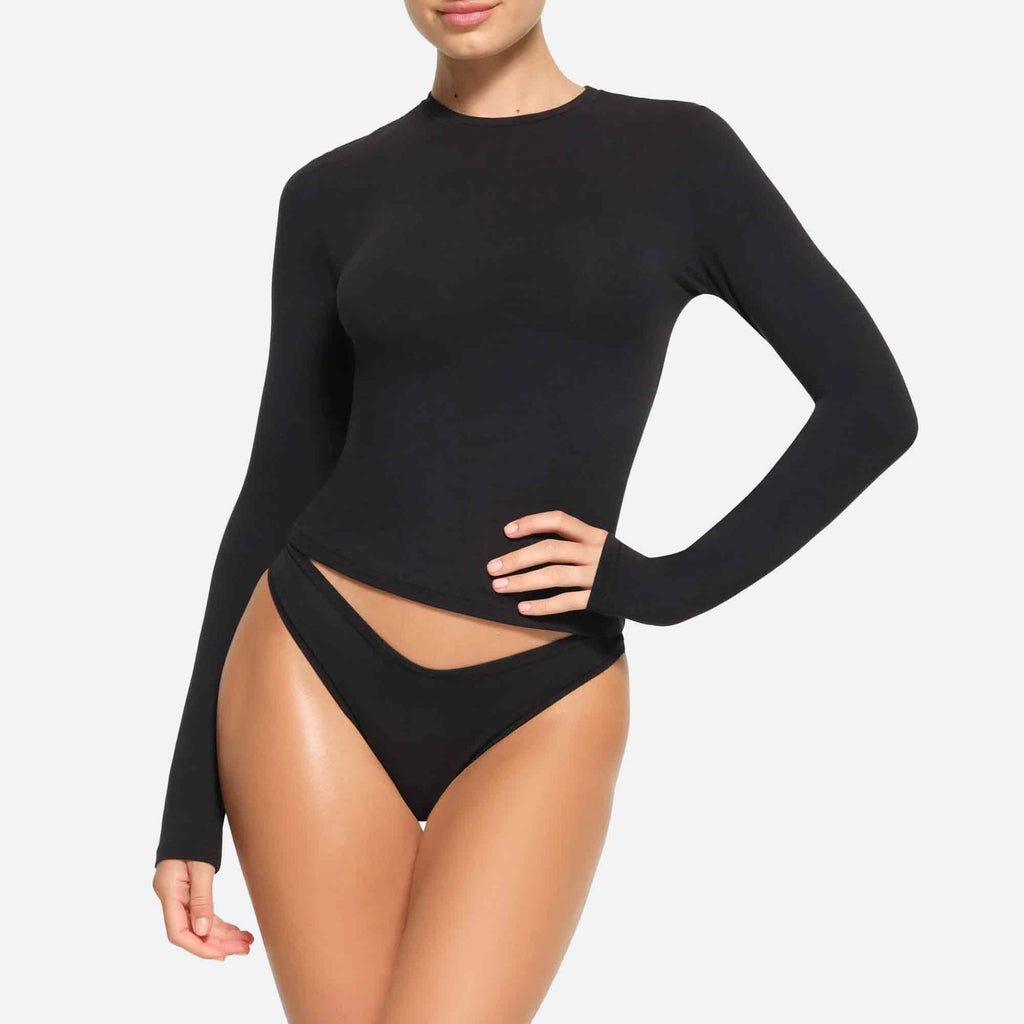 Cotton Jersey Long Sleeve T-Shirt Soot