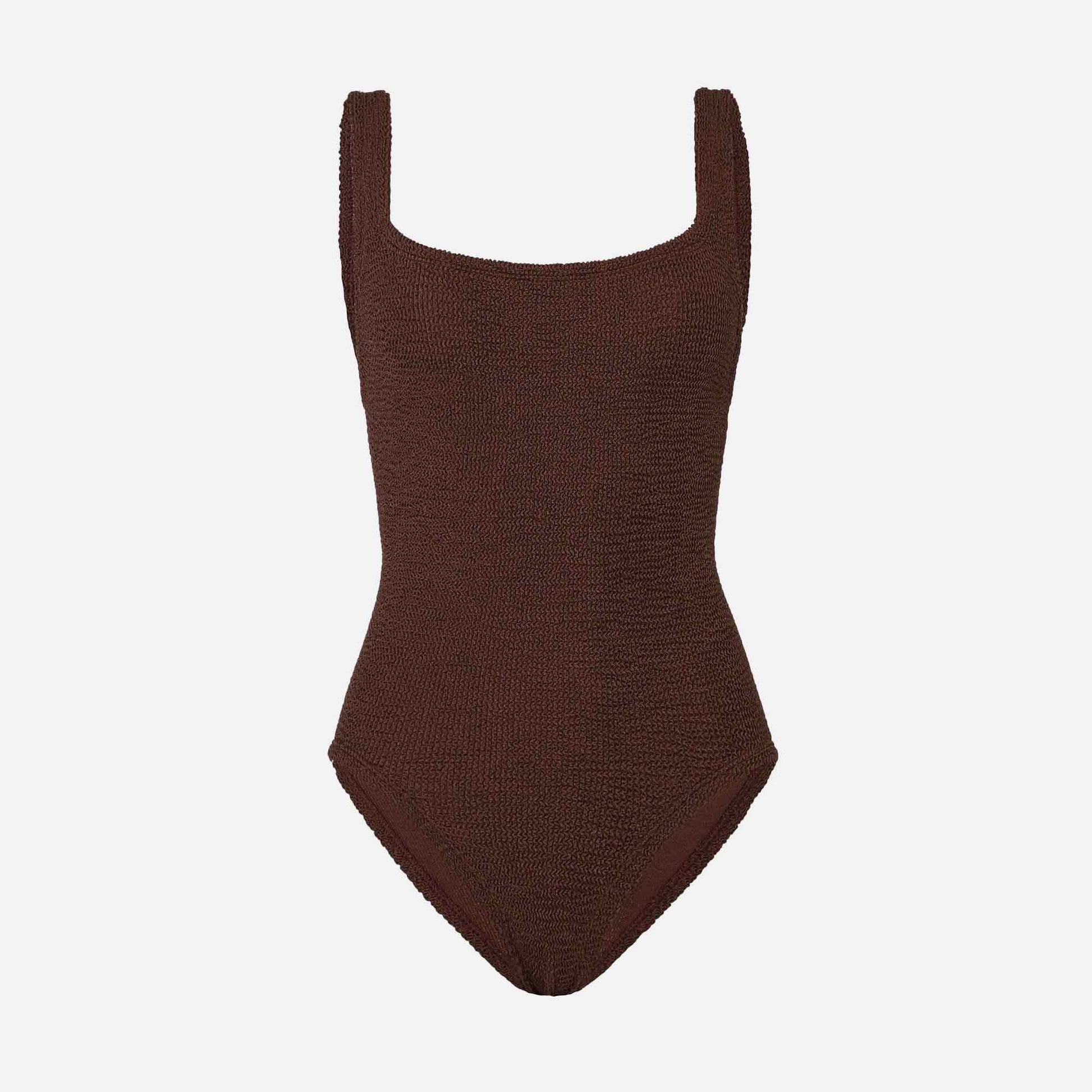 Coverage Square Neck Swim Metallic Chocolate