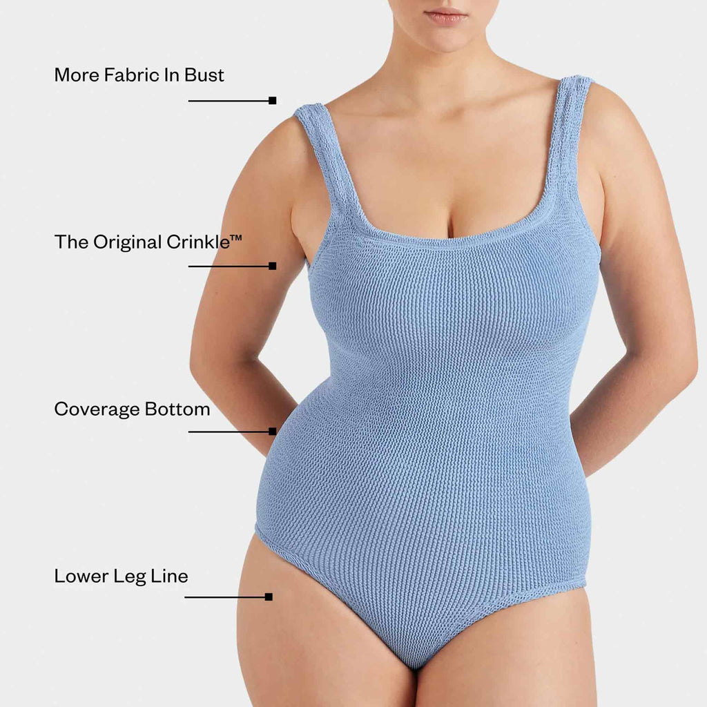 Coverage Square Neck Swimsuit Cornflower