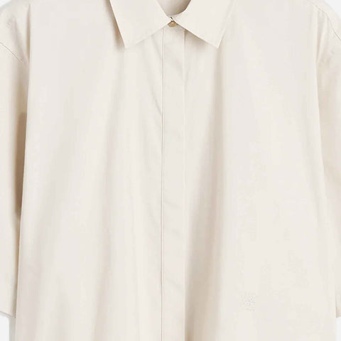 Cropped Cotton-Poplin Shirt Stone