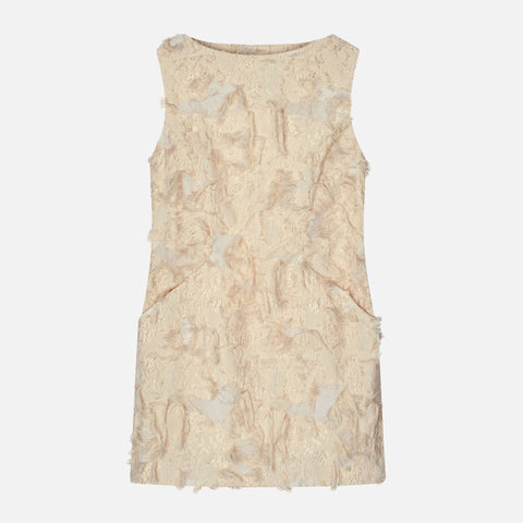 Dashan-Atelier Fringy Jacquard Dress Creme