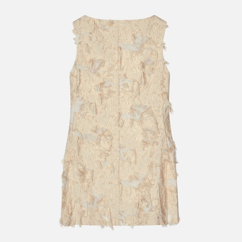 Dashan-Atelier Fringy Jacquard Dress Creme