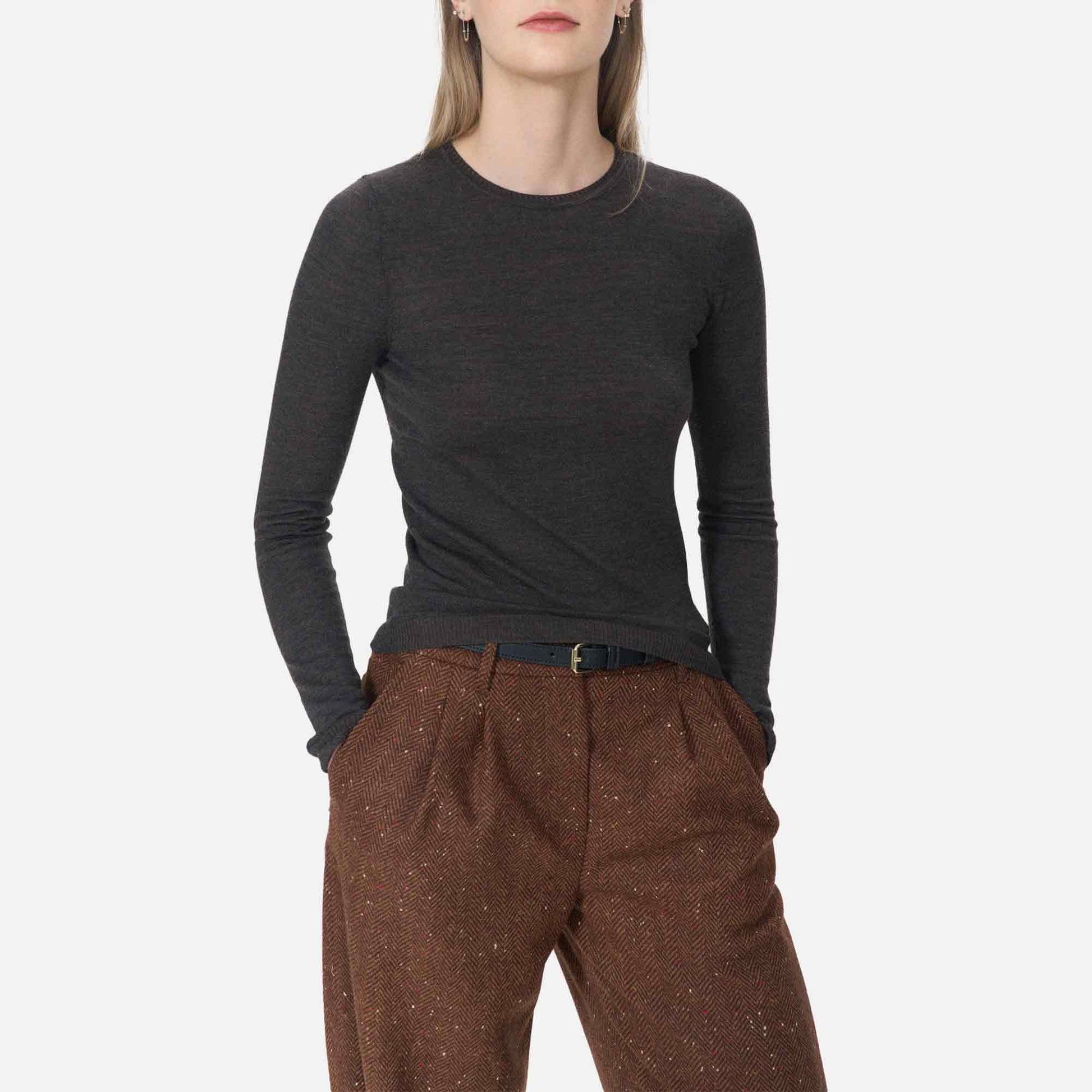 Davis Crewneck Dark Brown Melange