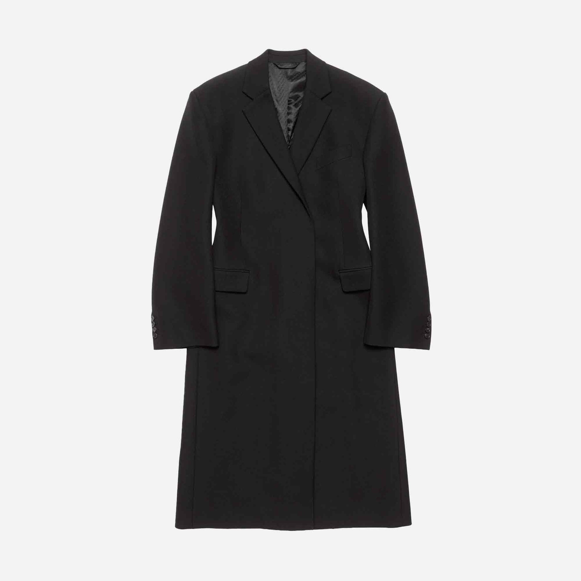 Double-Breasted Wool Coat Black