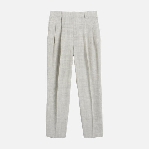 Double-Pleated Tailored Trousers Oat Melange