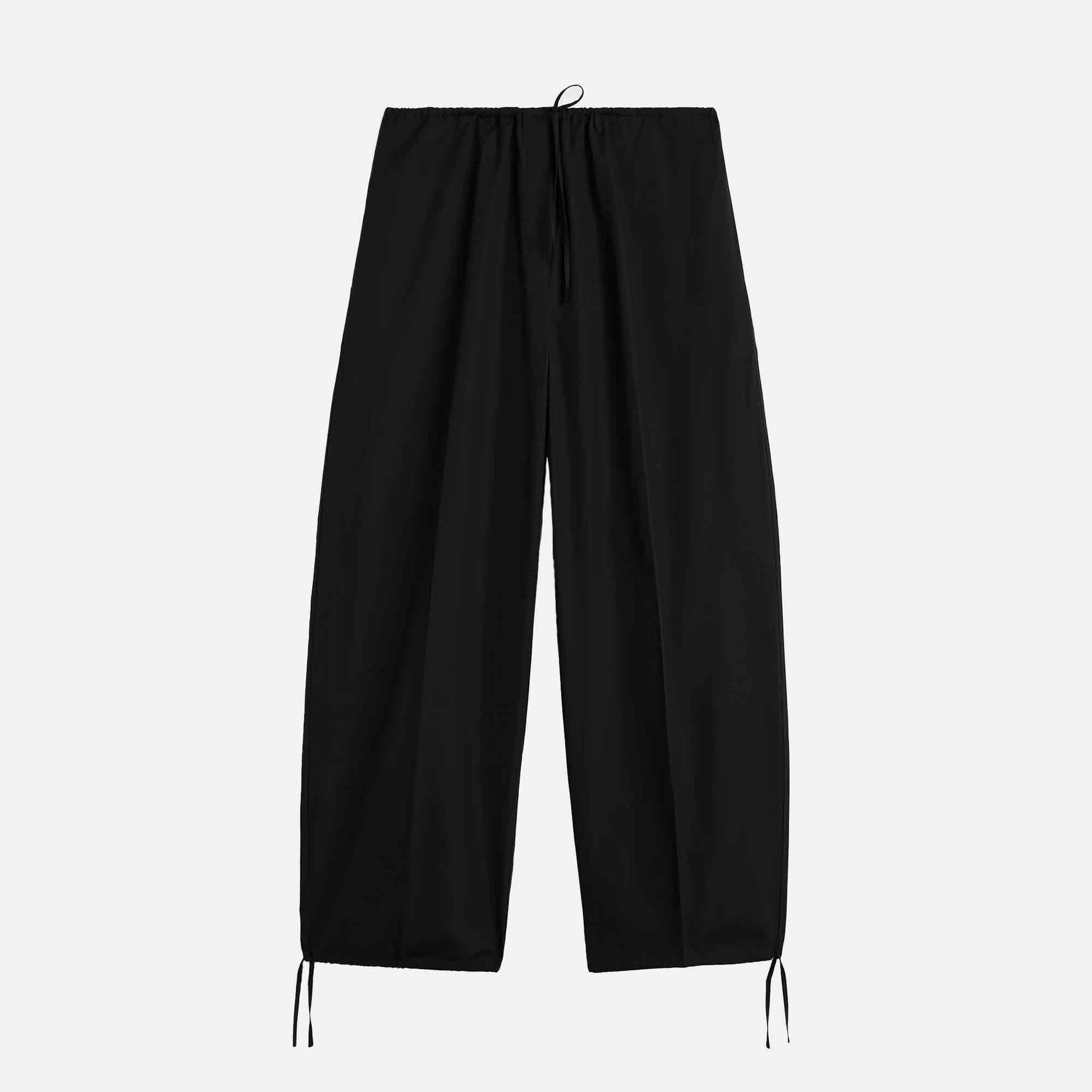 Drawstring Cotton Trousers Black