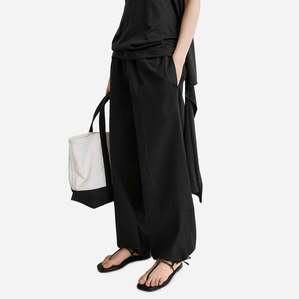 Drawstring Cotton Trousers Black