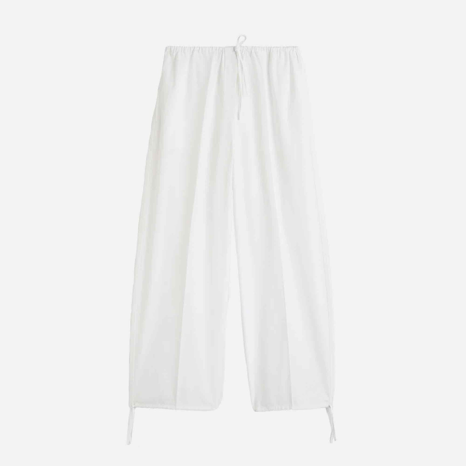 Drawstring Cotton Trousers White
