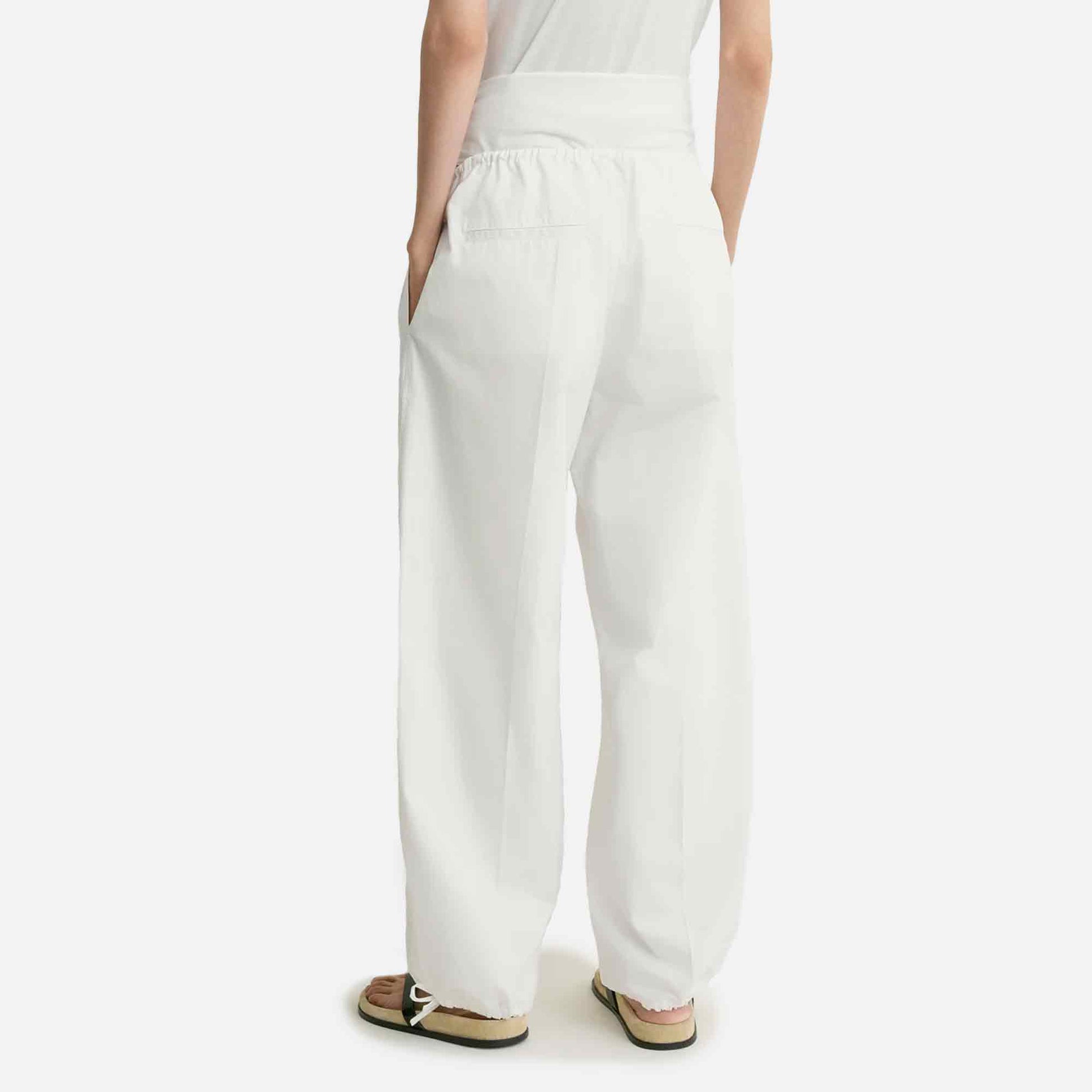 Drawstring Cotton Trousers White