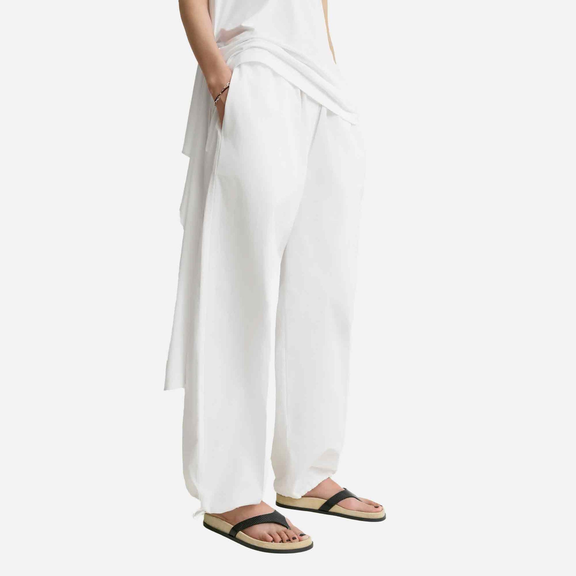 Drawstring Cotton Trousers White