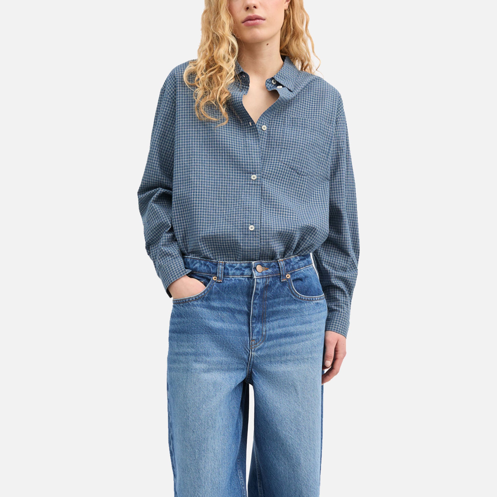 Edgar Shirt Mini Check Blue/Cream
