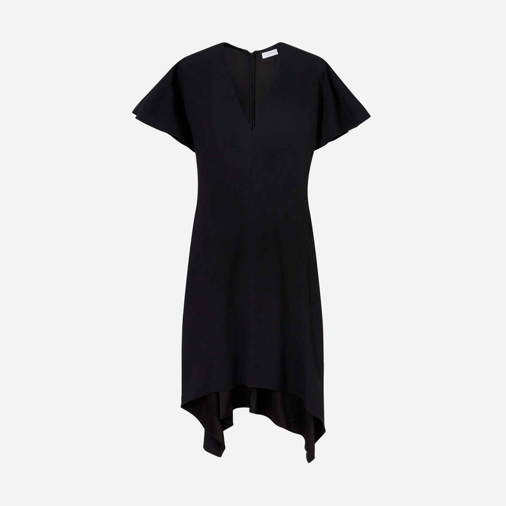 Envers Satin Matte Side V Neck Dress Black
