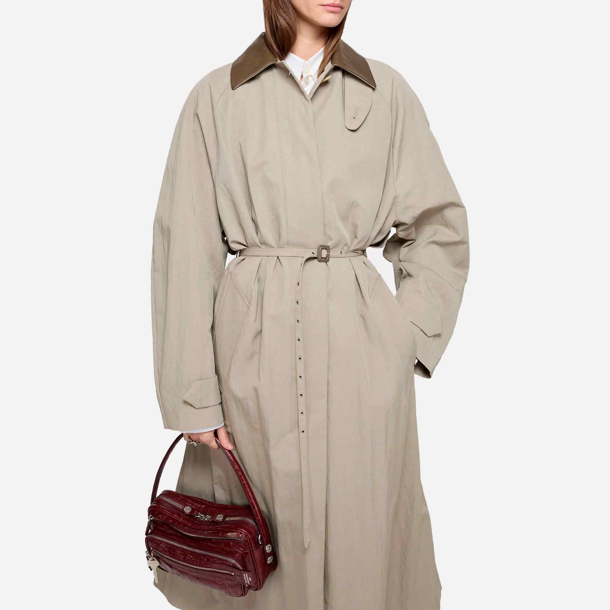 Belted Trench Coat Khaki Grey
