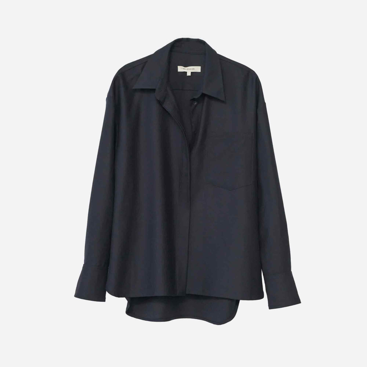 Fine Wool Oversized Shirt Navy