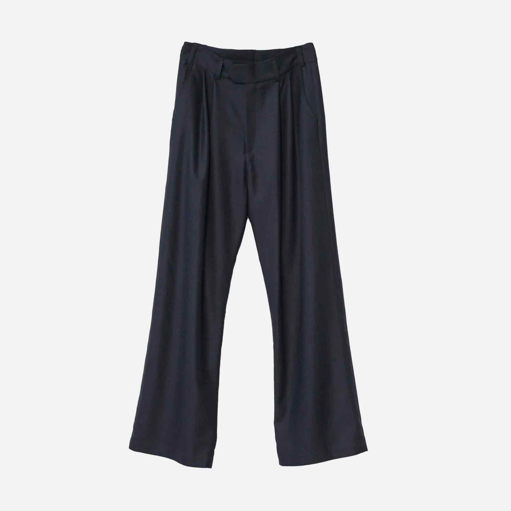 Fine Wool Wide Box Pants Navy