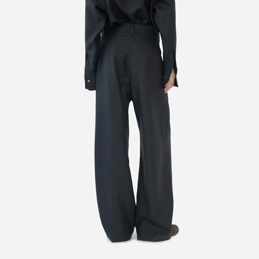 Fine Wool Wide Box Pants Navy