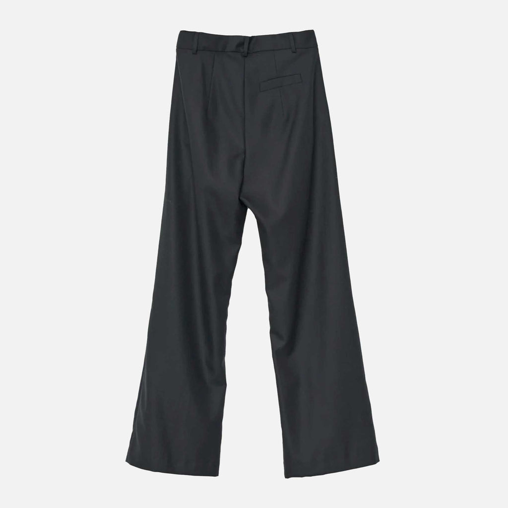 Fine Wool Wide Box Trousers Black