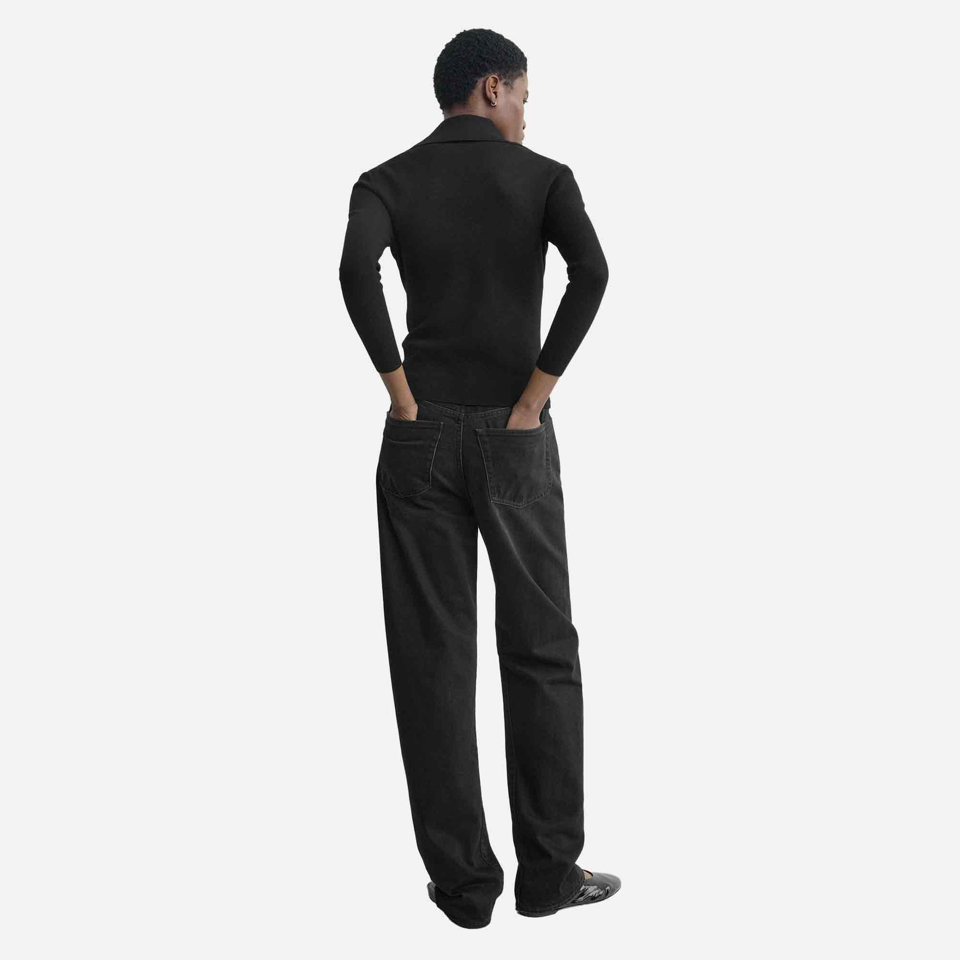 Fitted Polo Cardigan Black