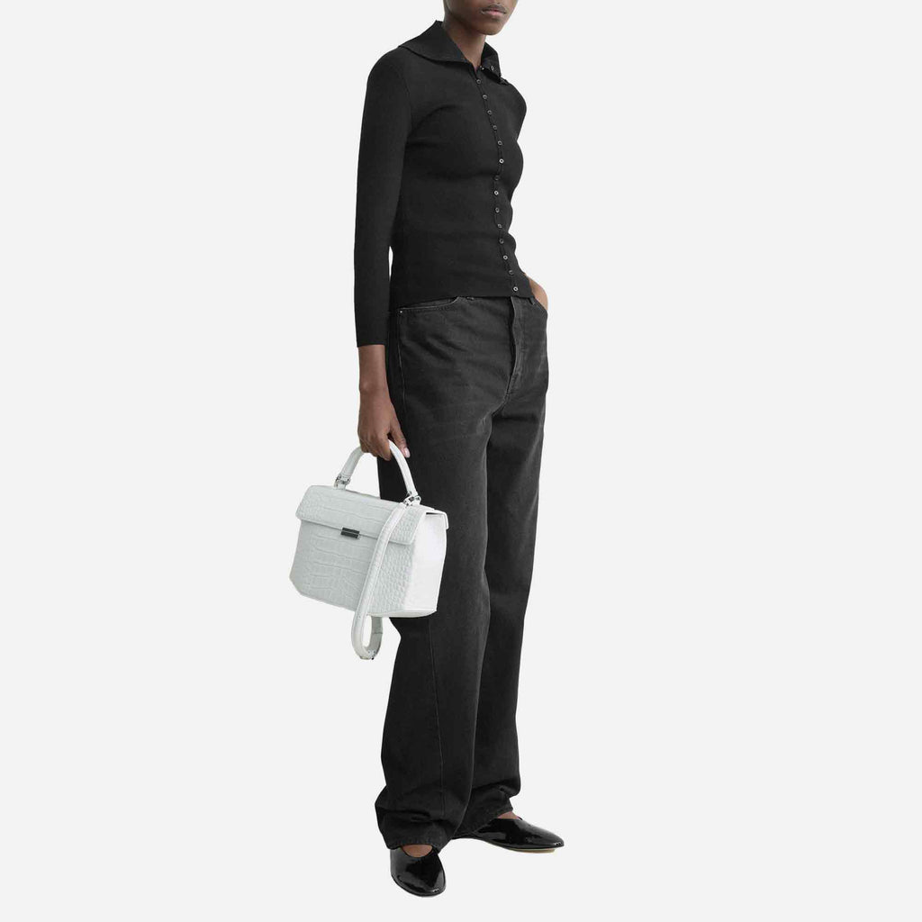 Fitted Polo Cardigan Black