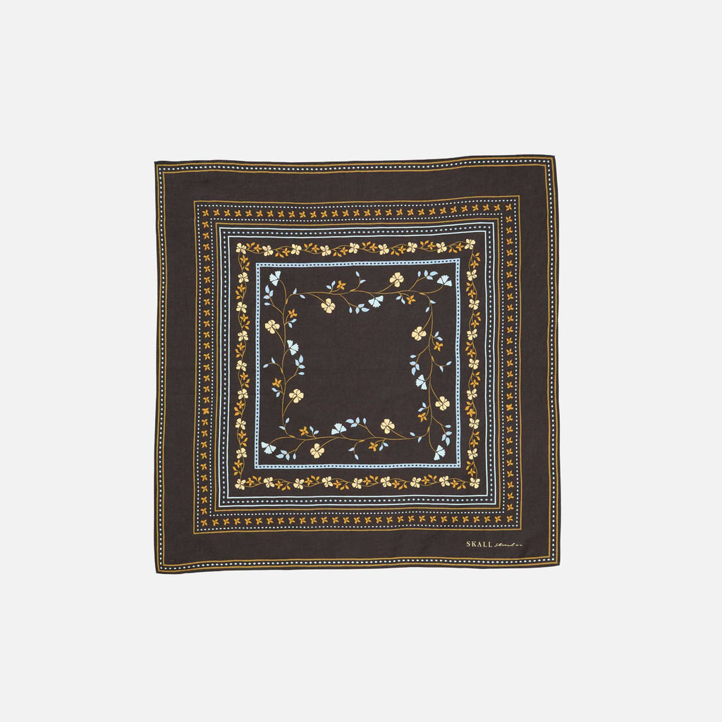 Floral Scarf 55x55 Dark Brown