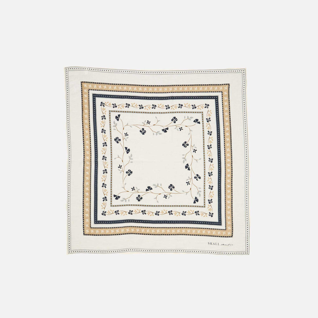 Floral Scarf 55x55 Ivory